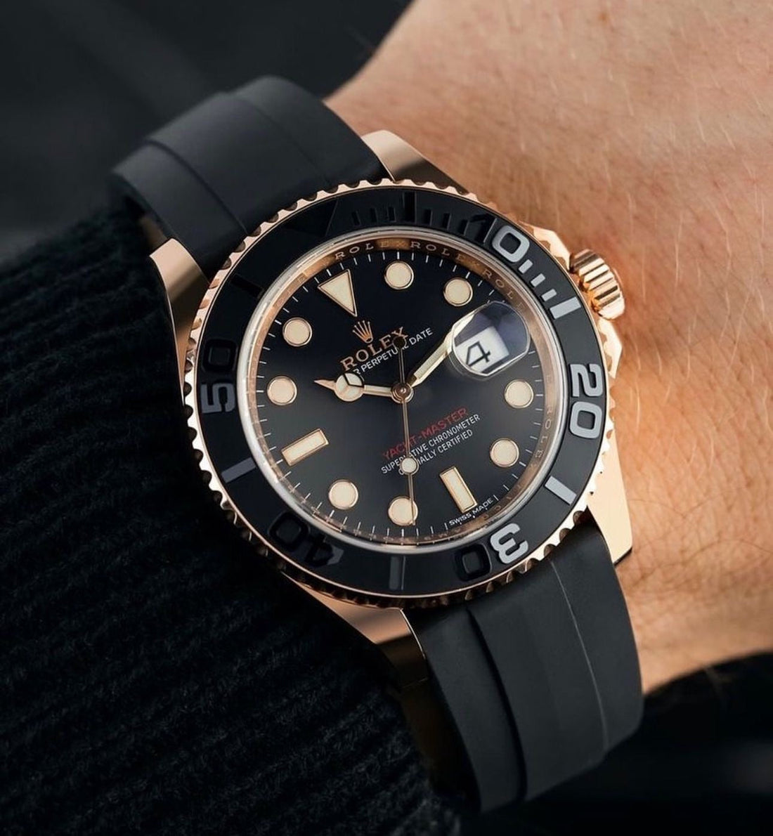 ROLEX Yacht Master Watch – Luxury Gold & Black Men's Timepiece