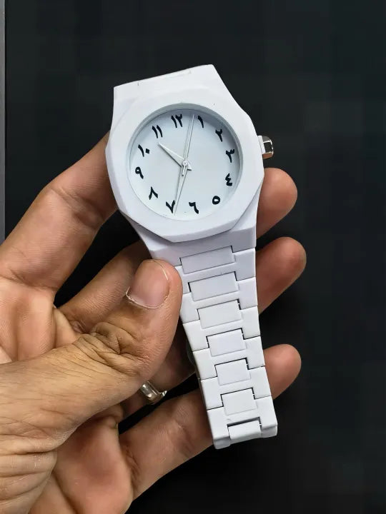 White or Black Arabic Aura Watch – Classic Arabic Dial Timepiece