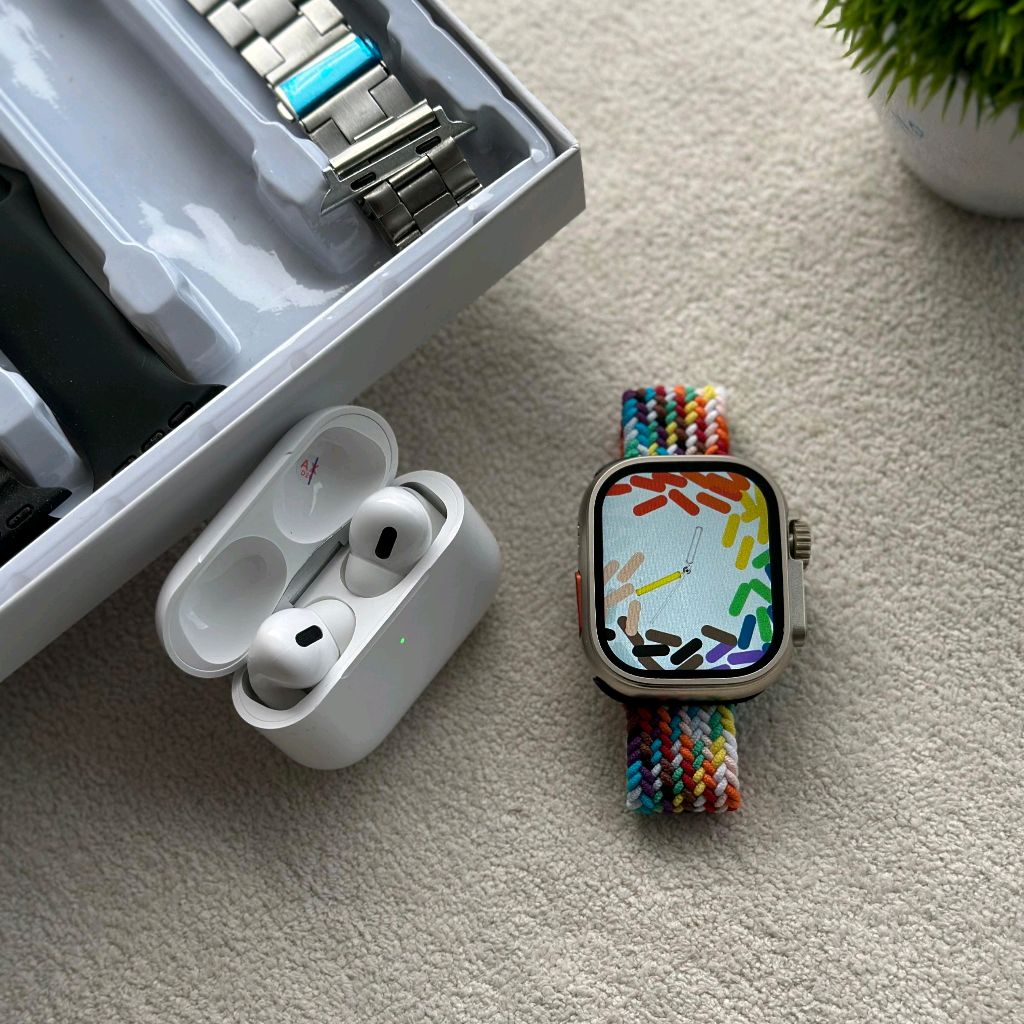 I20 Ultra Max Smartwatch Combo | 7 Straps + AirPods 2