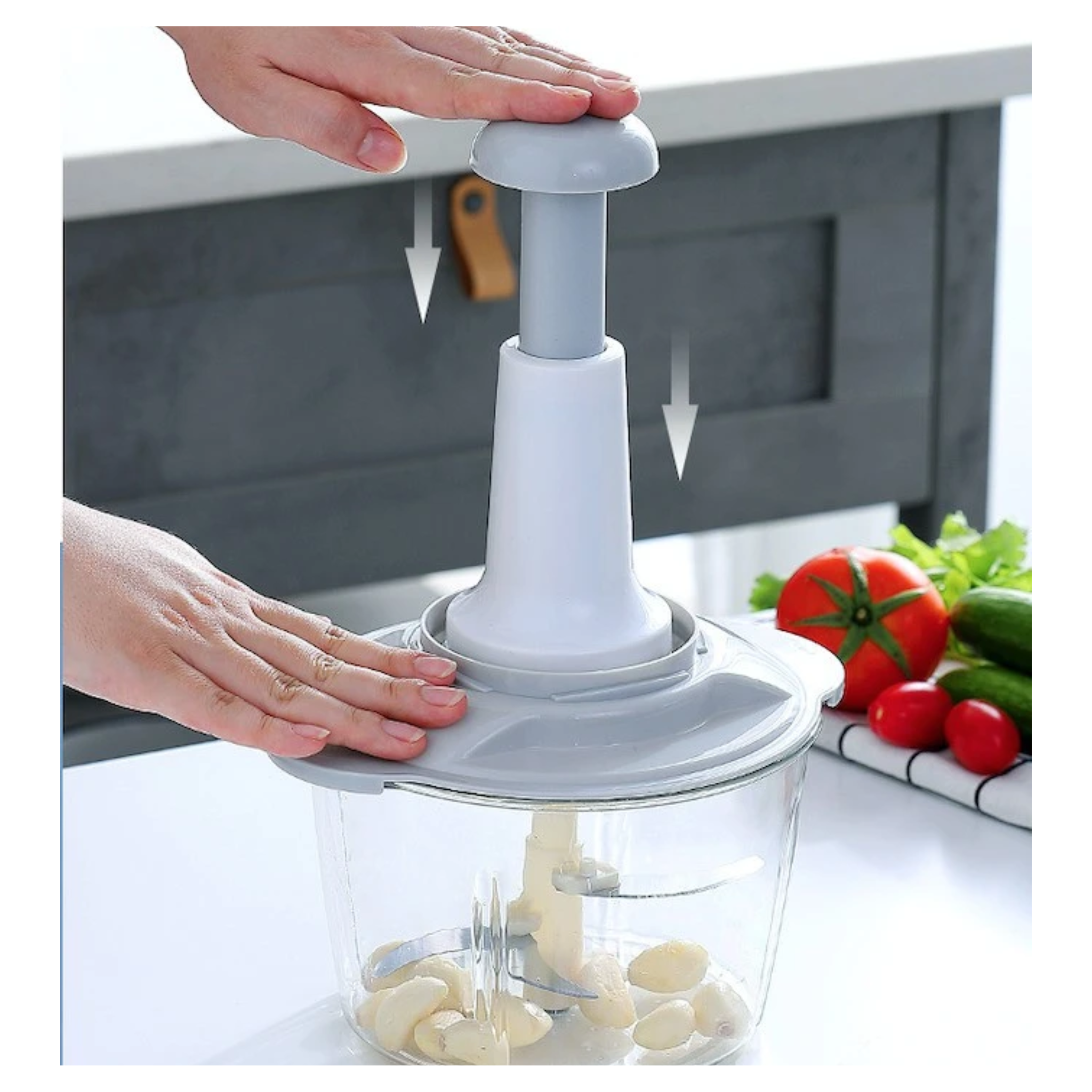 Hand Chopper – Manual Vegetable & Food Processor, Multi-Function Speedy Cutter with Stainless Steel Blades