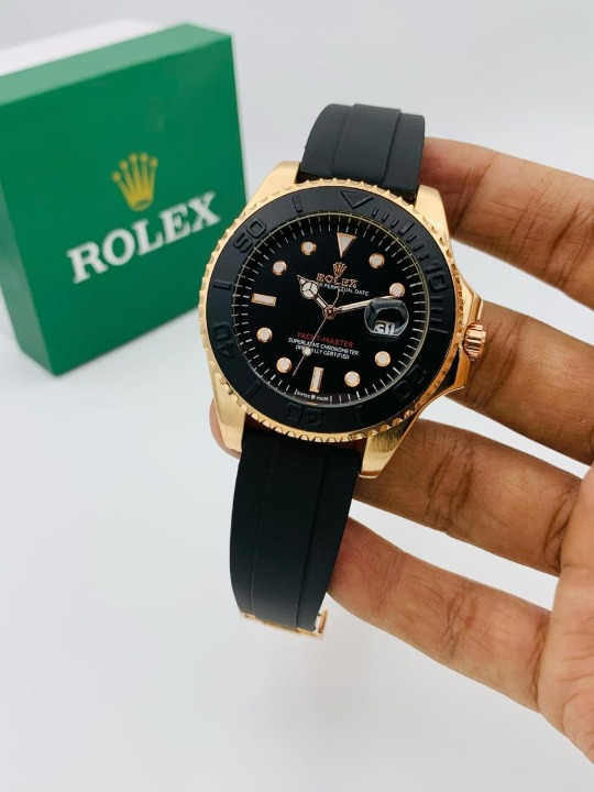 ROLEX Yacht Master Watch – Luxury Gold & Black Men's Timepiece