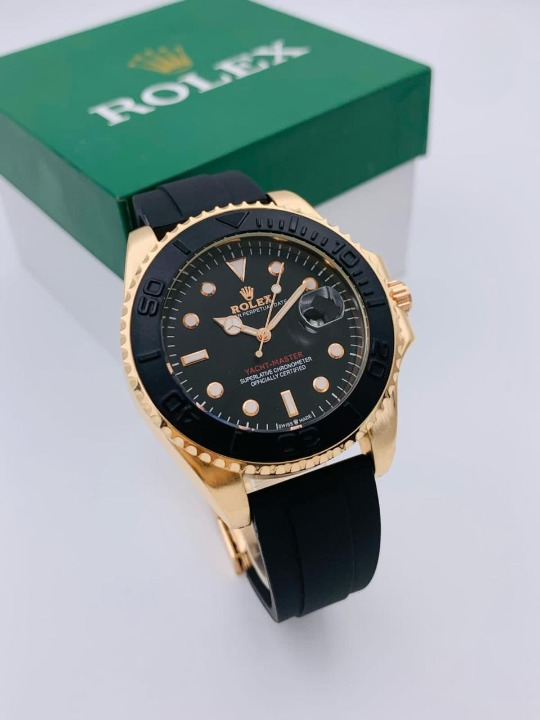 ROLEX Yacht Master Watch – Luxury Gold & Black Men's Timepiece