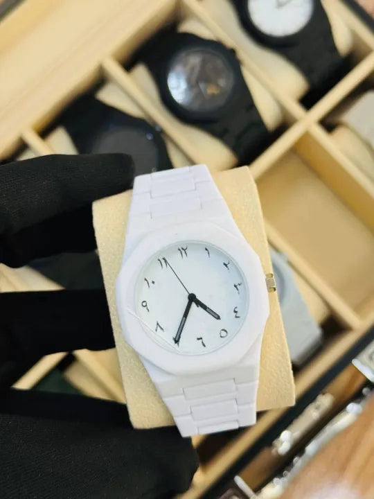 White or Black Arabic Aura Watch – Classic Arabic Dial Timepiece